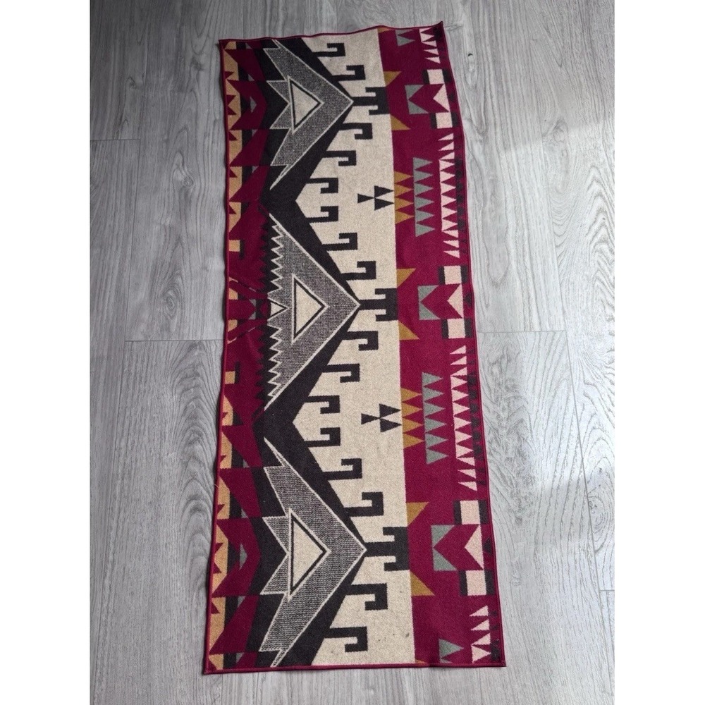 VTG Handwoven Native Southwestern Wool Rug Runner Textile Geometric 44" x 17"